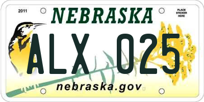 NE license plate ALX025