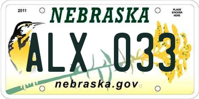 NE license plate ALX033