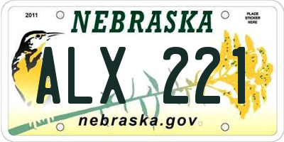 NE license plate ALX221
