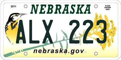 NE license plate ALX223