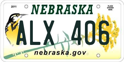 NE license plate ALX406