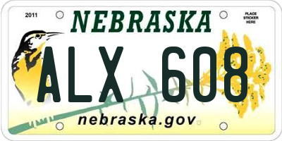 NE license plate ALX608
