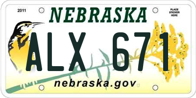 NE license plate ALX671