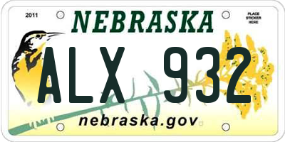 NE license plate ALX932