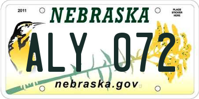 NE license plate ALY072