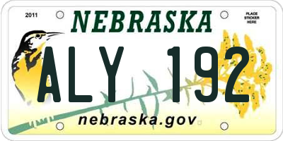 NE license plate ALY192