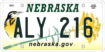 NE license plate ALY216