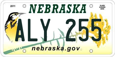 NE license plate ALY255