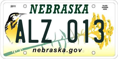 NE license plate ALZ013