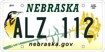 NE license plate ALZ112