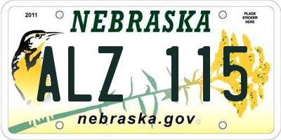 NE license plate ALZ115
