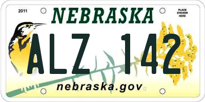NE license plate ALZ142