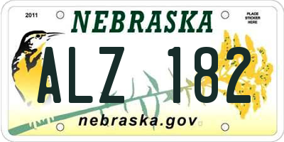 NE license plate ALZ182