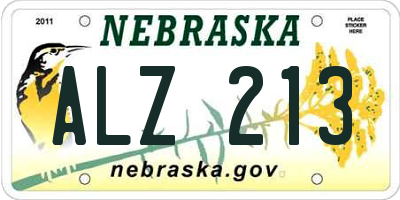 NE license plate ALZ213