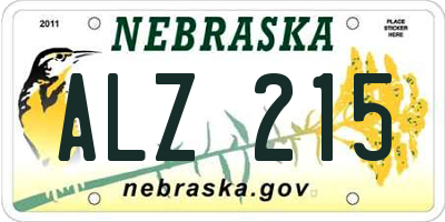 NE license plate ALZ215
