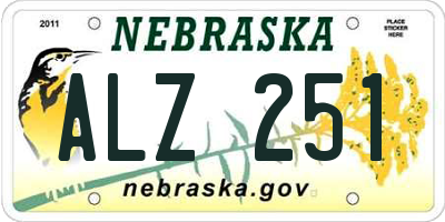 NE license plate ALZ251