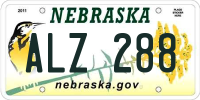 NE license plate ALZ288