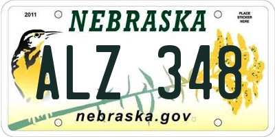 NE license plate ALZ348