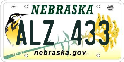 NE license plate ALZ433
