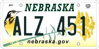 NE license plate ALZ451