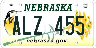 NE license plate ALZ455