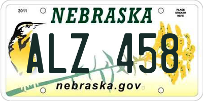 NE license plate ALZ458
