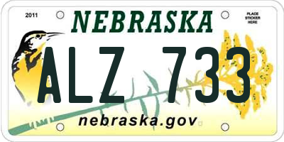 NE license plate ALZ733