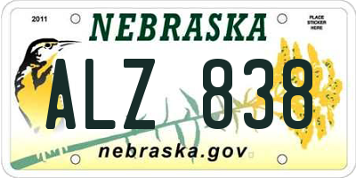 NE license plate ALZ838