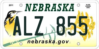 NE license plate ALZ855