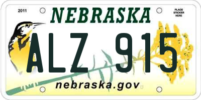 NE license plate ALZ915