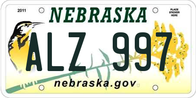 NE license plate ALZ997