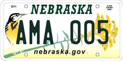 NE license plate AMA005