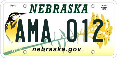 NE license plate AMA012