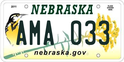 NE license plate AMA033