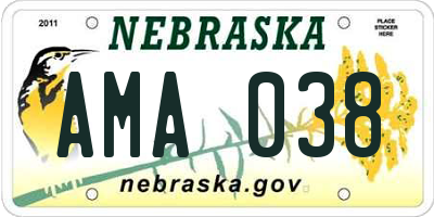 NE license plate AMA038