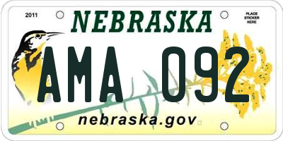 NE license plate AMA092