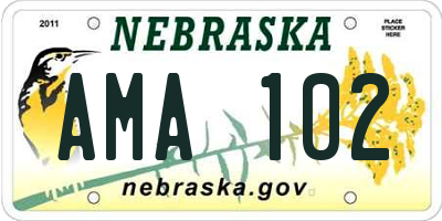 NE license plate AMA102