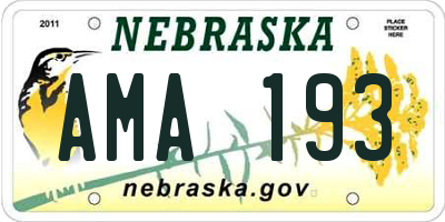 NE license plate AMA193