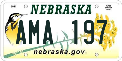 NE license plate AMA197
