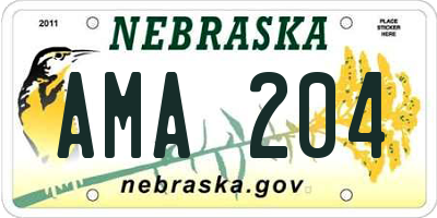 NE license plate AMA204