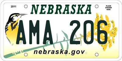 NE license plate AMA206