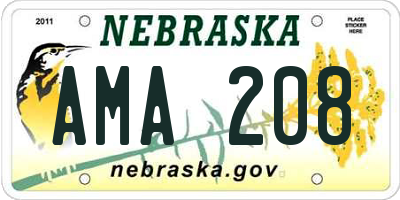NE license plate AMA208