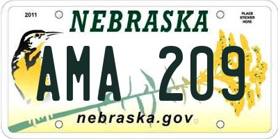NE license plate AMA209