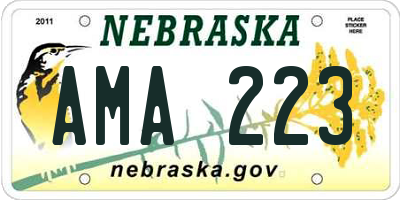 NE license plate AMA223