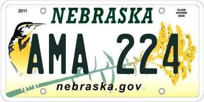 NE license plate AMA224