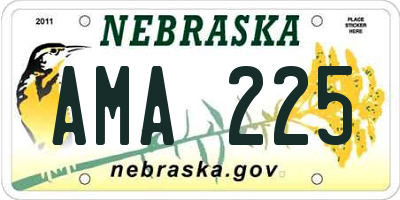 NE license plate AMA225