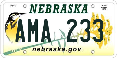 NE license plate AMA233