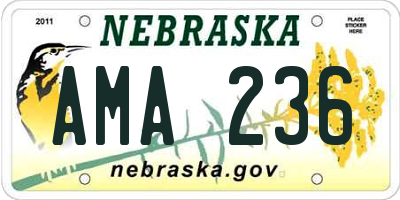 NE license plate AMA236