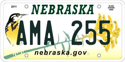 NE license plate AMA255