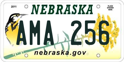 NE license plate AMA256